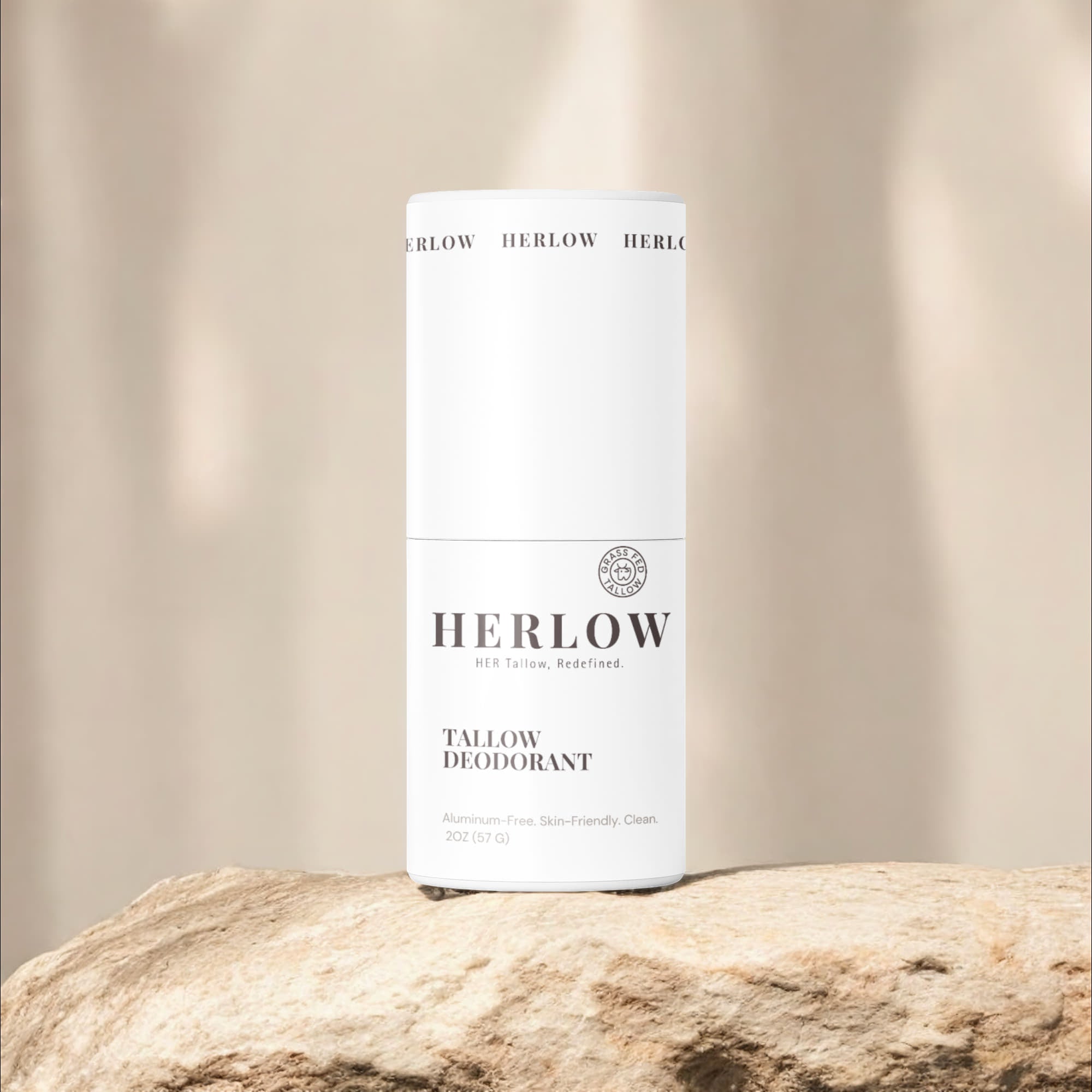 Herlow Tallow Deodorant in White Packaging for Natural Odor Protection with Grass-Fed Tallow Deodorant