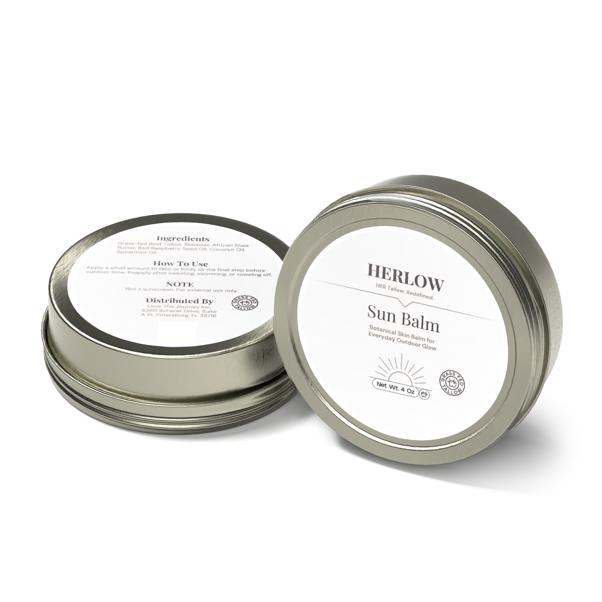 HERLOW Sun Balm in a sleek tin, a hydrating sun balm for face for sun protection