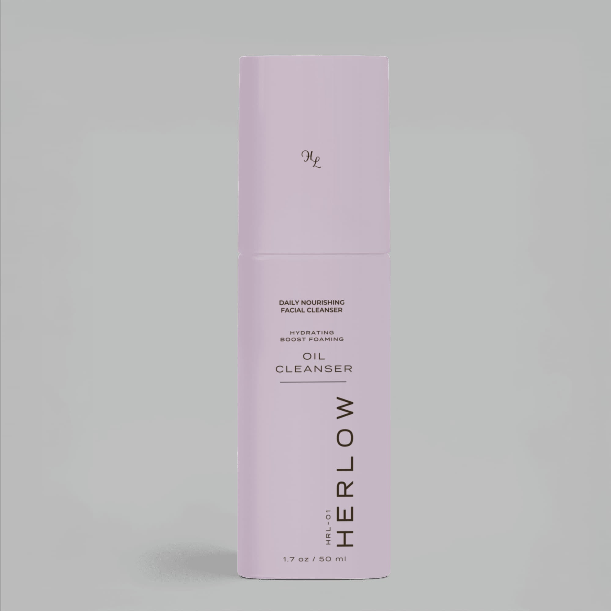 HERLOW milky oil foaming cleanser in sleek pink packaging for daily skin nourishment