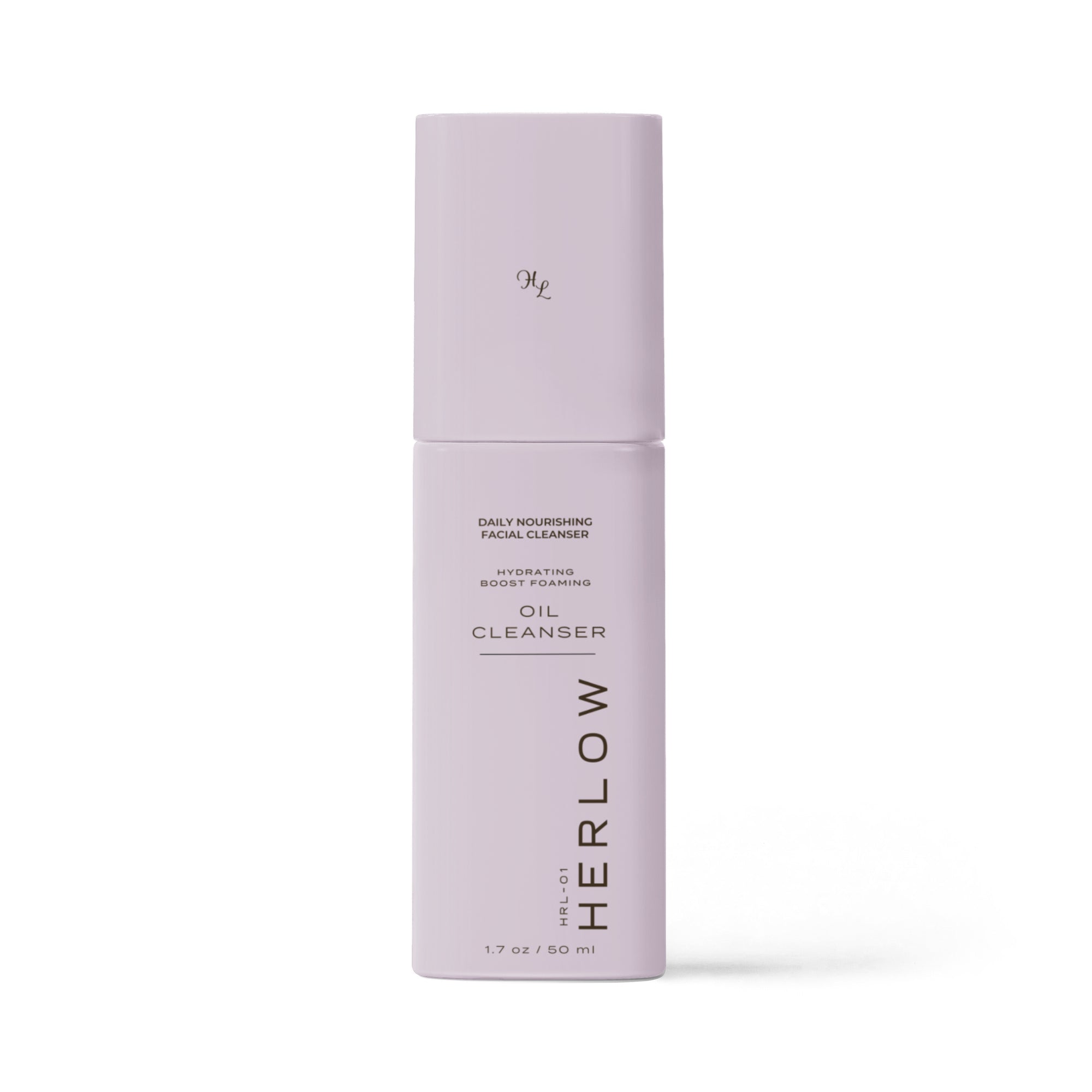 HERLOW milky oil foaming cleanser in a sleek bottle for daily facial cleansing
