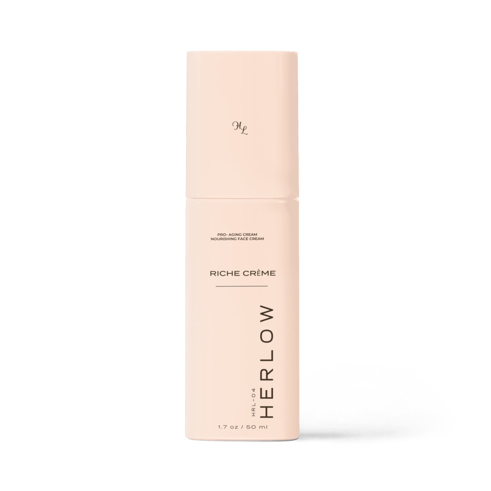 HERLOW Riche Cream pro-aging face cream in a sleek pump bottle for youthful skin