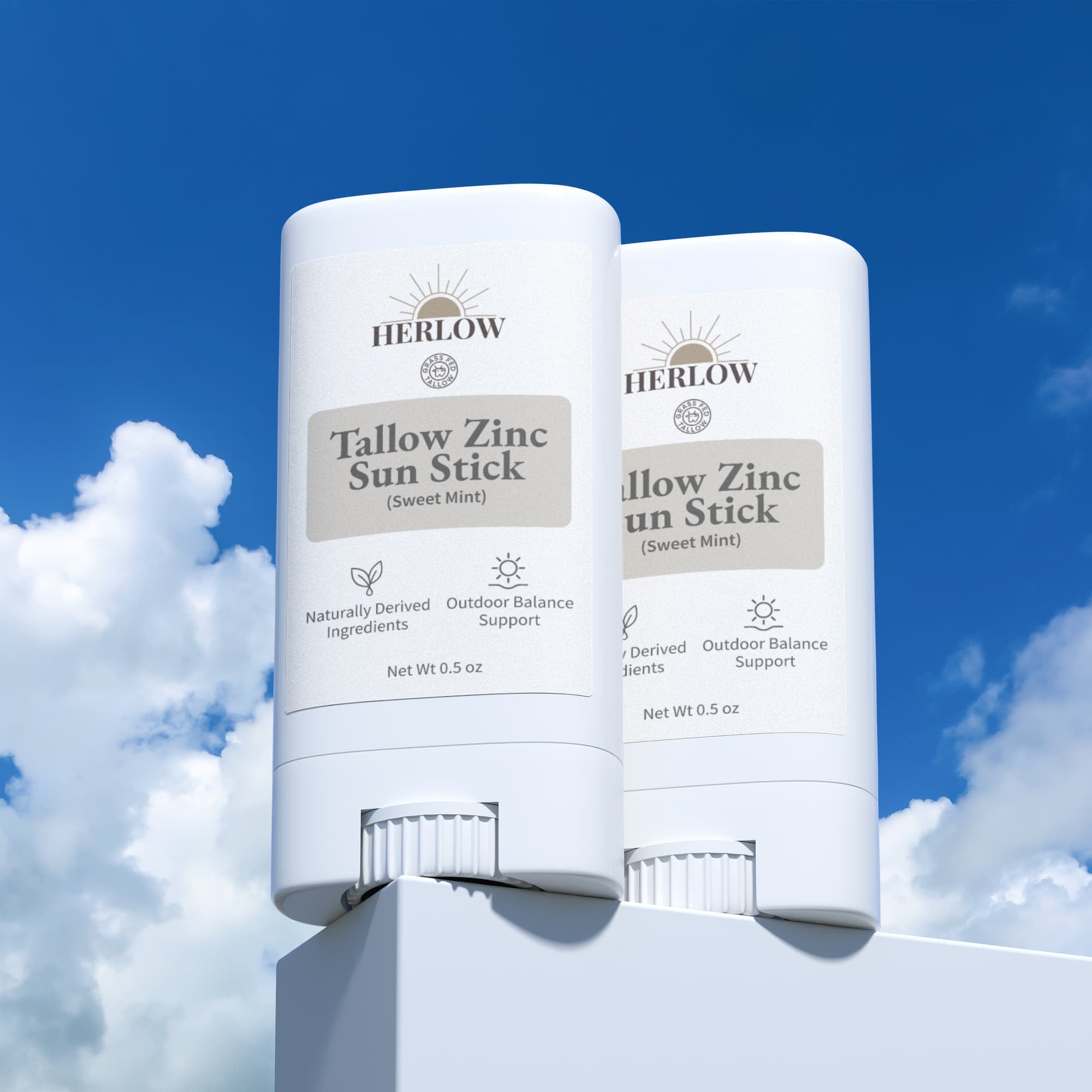 HERLOW Tallow Sun Stick for outdoor protection with naturally derived ingredients in a sweet mint scent