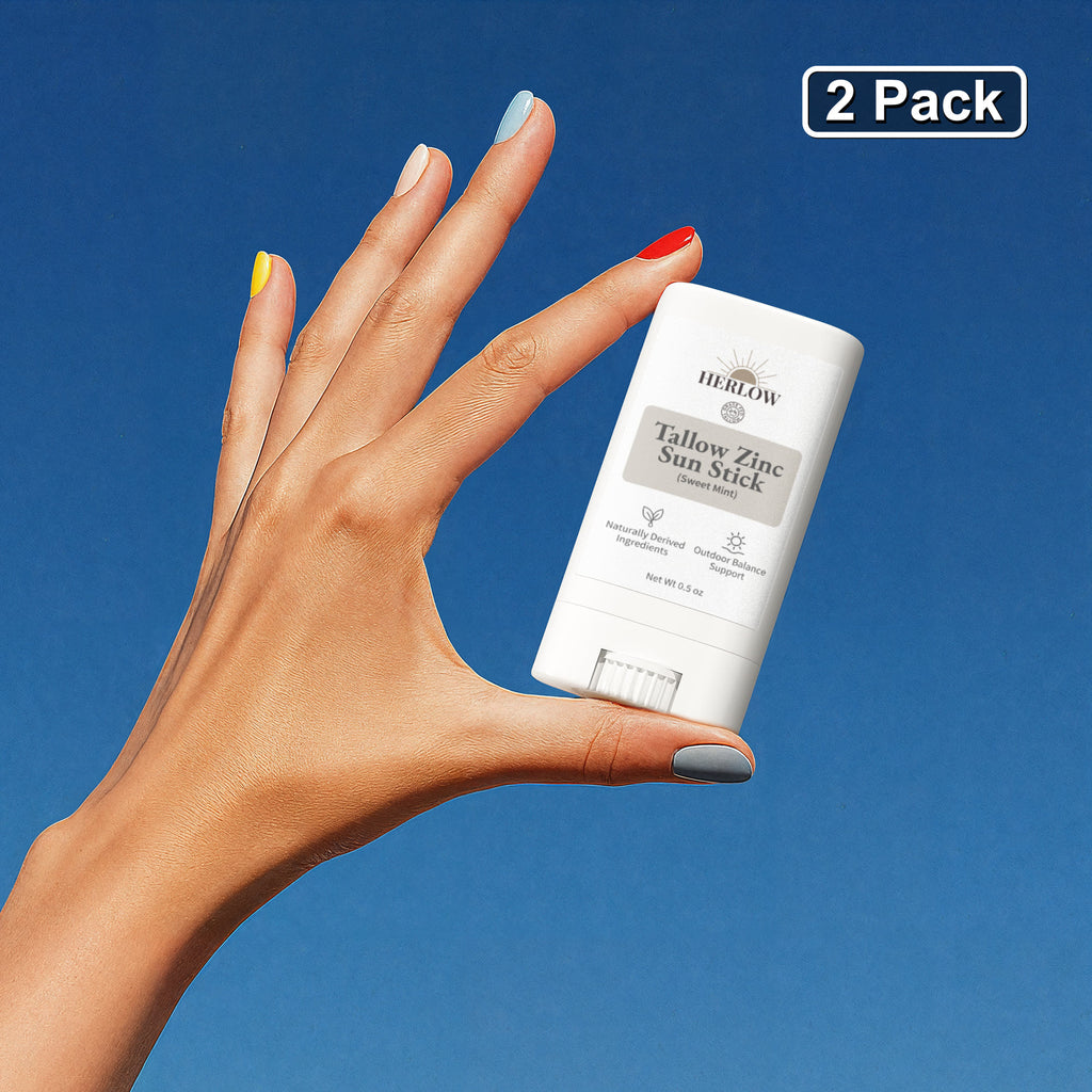 HERLOW Tallow Sun Stick for Skin Protection with Easy Application in a 2 Pack