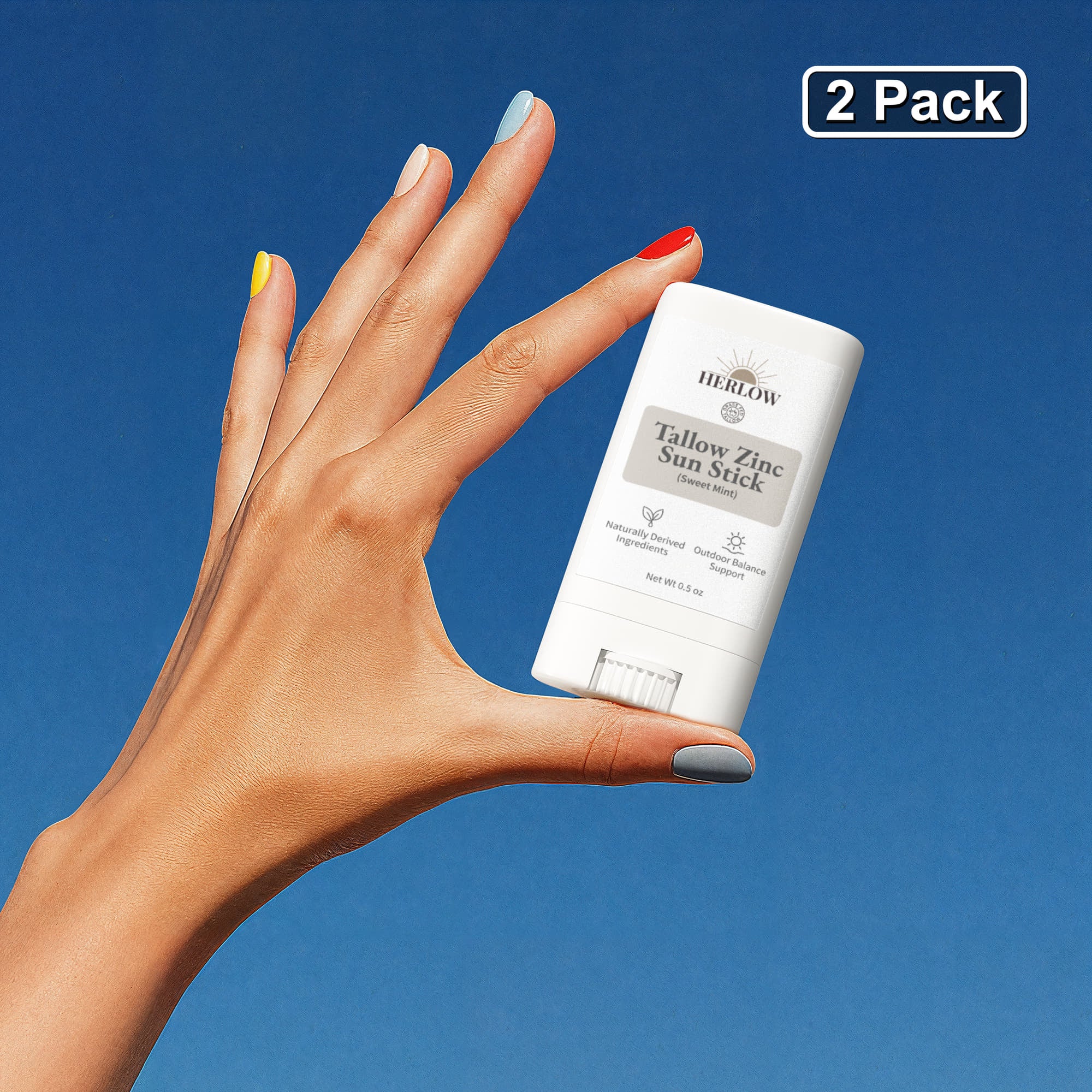 HERLOW Tallow Sun Stick for Skin Protection with Easy Application in a 2 Pack