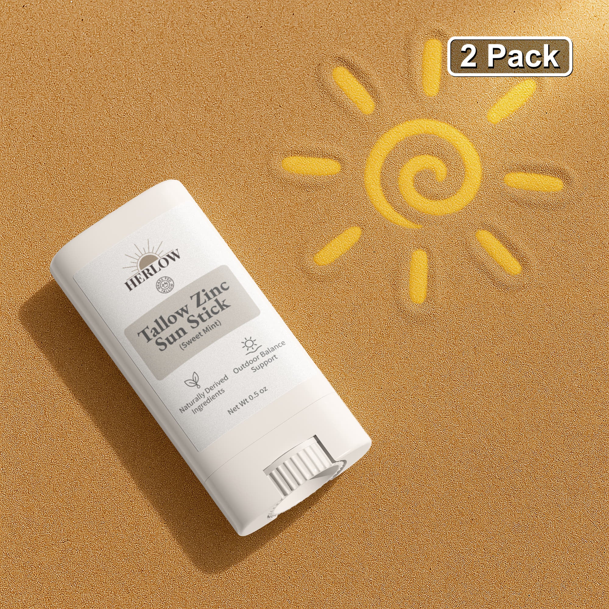 HERLOW Tallow Sun Stick in a 2 pack for effective sun protection and moisture